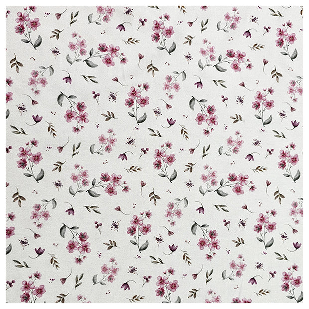 Jersey Blumen rosa und weiß