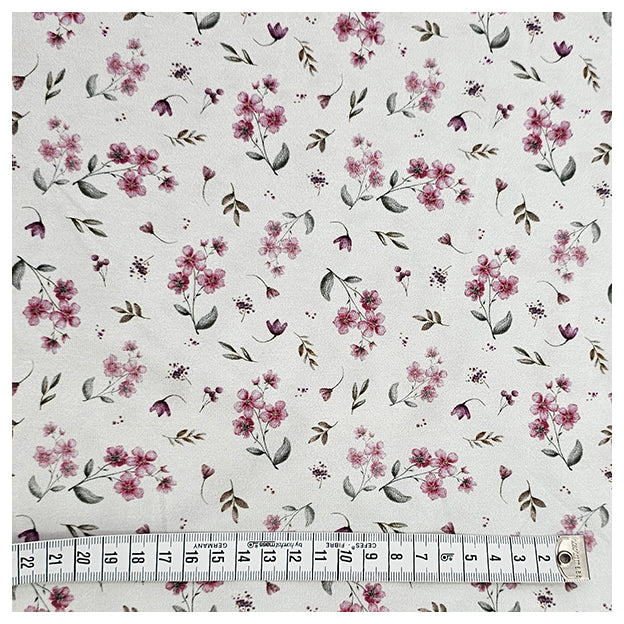 Jersey Blumen rosa und weiß