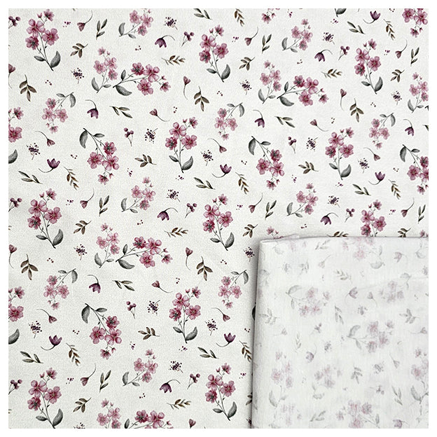 Jersey Blumen rosa und weiß