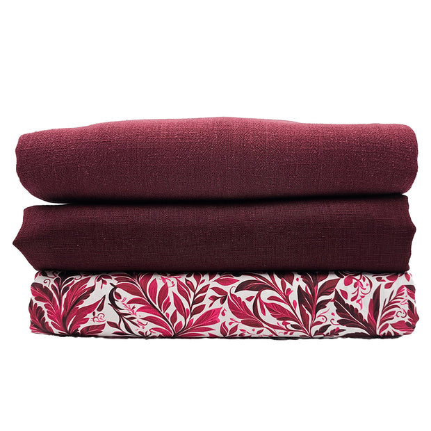 Trachten Stoffpaket bordeaux und weinrot mit Schürze