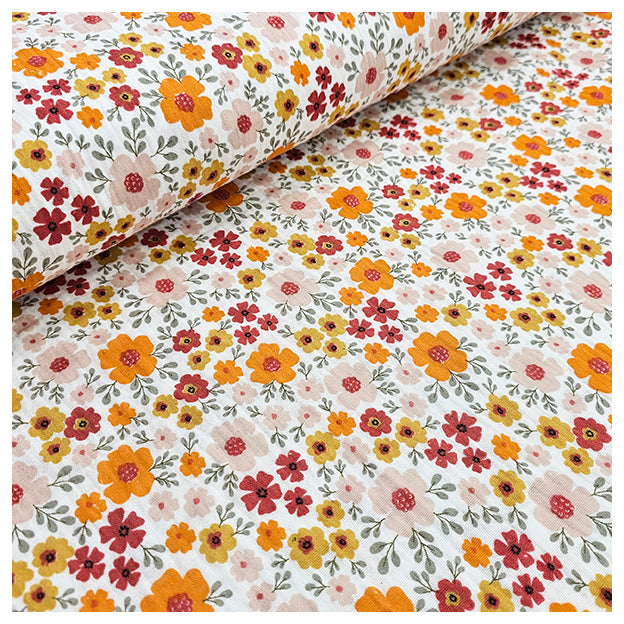 Musselin Blumen wollweiß