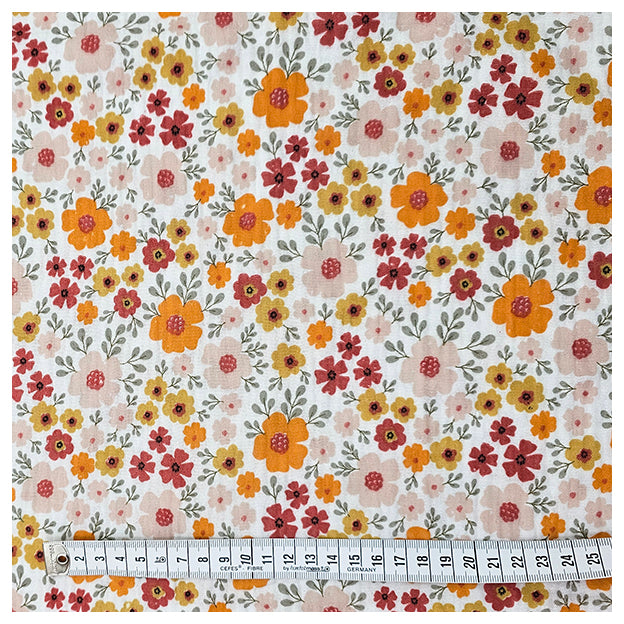 Musselin Blumen wollweiß