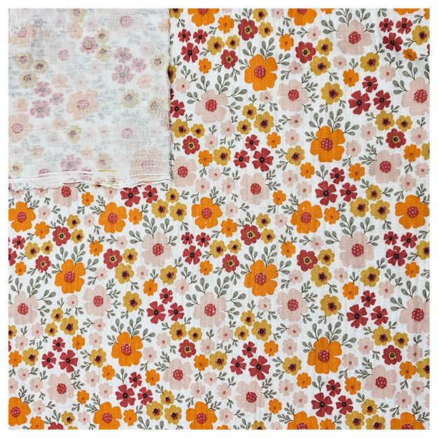 Musselin Blumen wollweiß