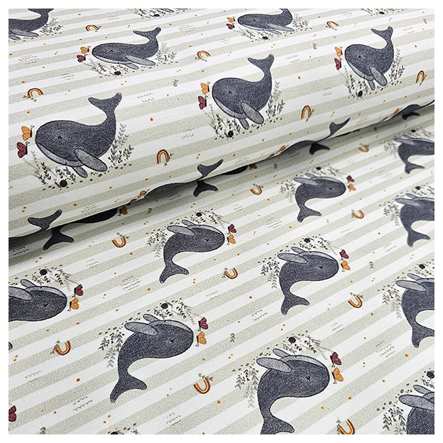 French Terry süße Wale gestreift