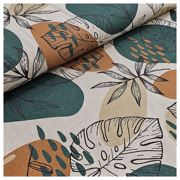 Canvas Leinen-Optik Blätter dunkelgrün