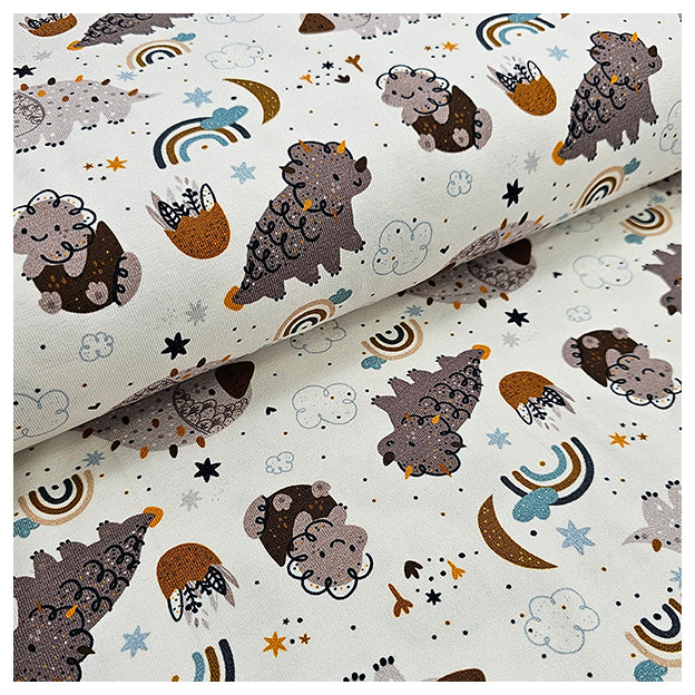 Jersey Dinosaurier taupe weiß