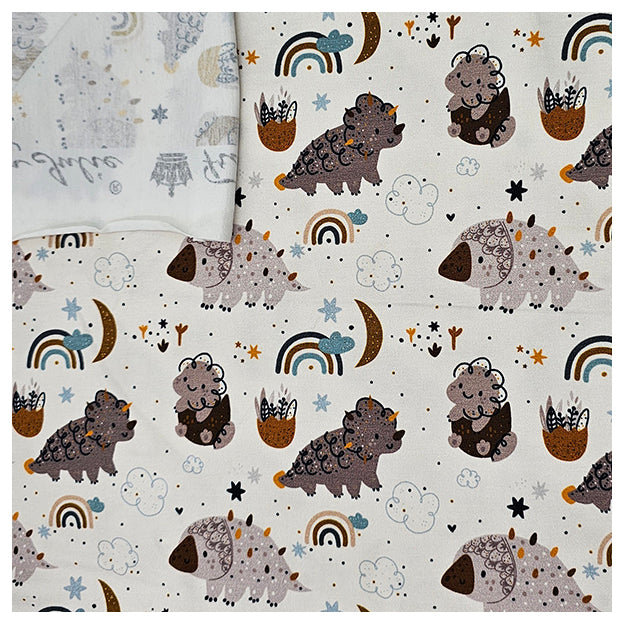 Jersey Dinosaurier taupe weiß