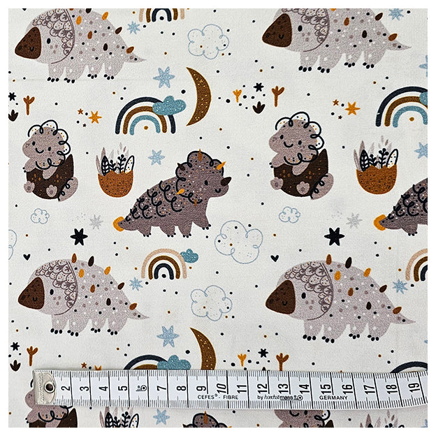 Jersey Dinosaurier taupe weiß