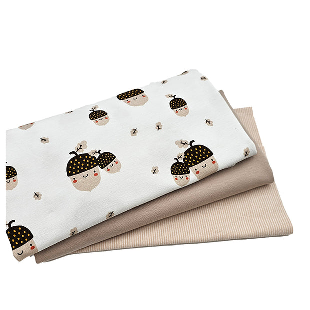 French Terry Stoffpaket Eicheln und uni mit Bündchen