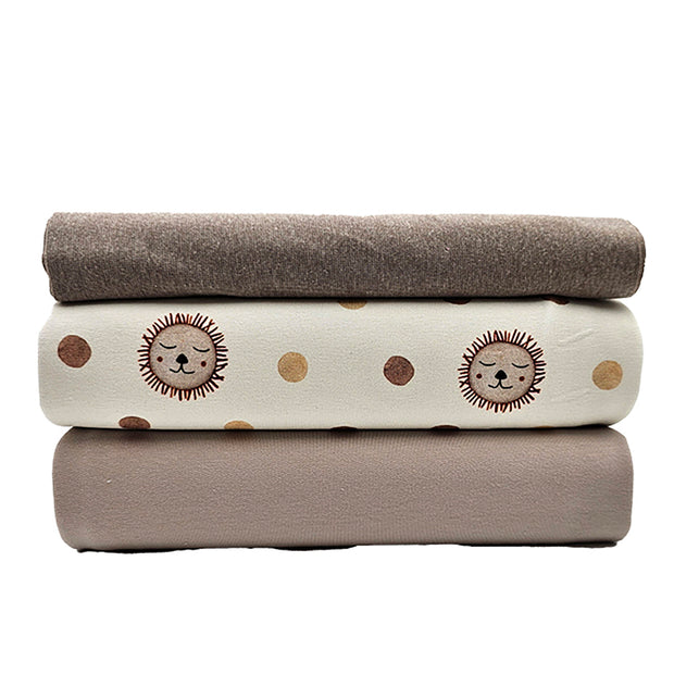 French Terry Stoffpaket Löwe und beige mit Bündchen