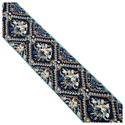Elastic Band Jacquard blau, braun und beige 4cm