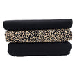 French Terry Stoffpaket Leopard und uni schwarz mit Bündchen