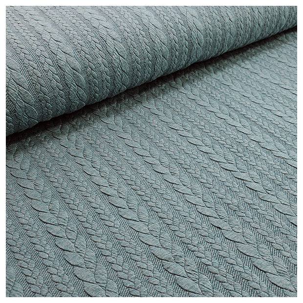 Zopf Jacquard/ Jersey petrolgrün