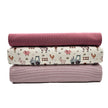 Jersey Stoffpaket Bauernhof und streifen rosa mit Bündchen