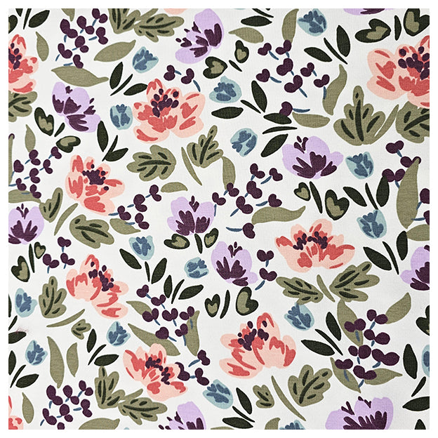 French Terry Blumen wollweiß