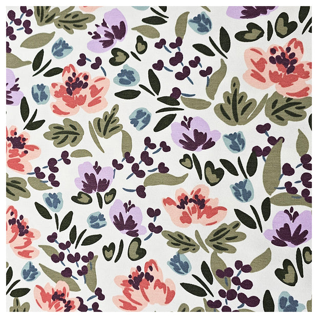 French Terry Blumen wollweiß