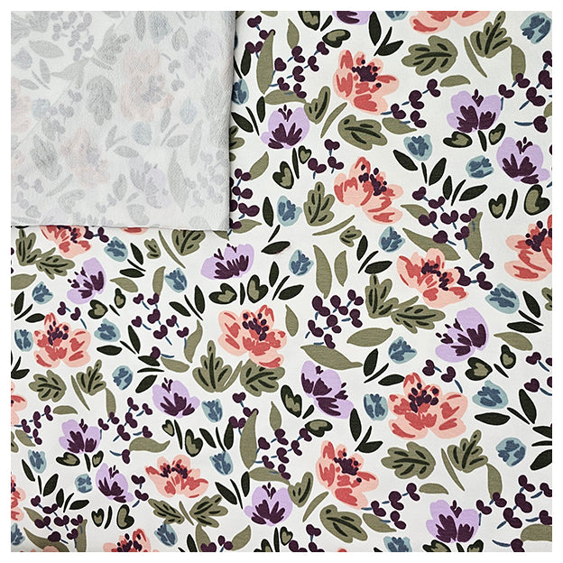 French Terry Blumen wollweiß