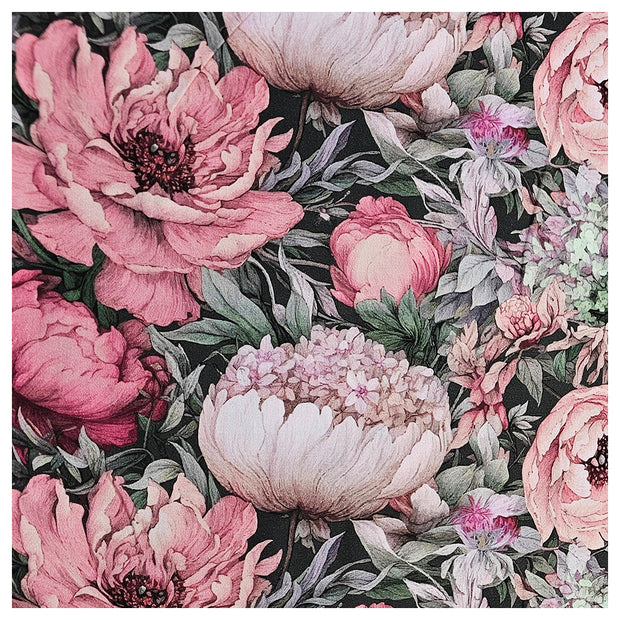 Baumwollsatin Siena große Blumen altrosa und grün