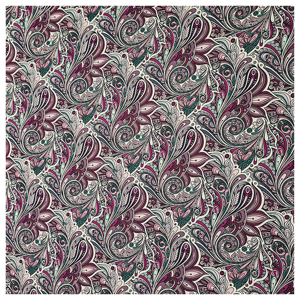 Baumwollsatin Siena paisley fuchsia und petrol