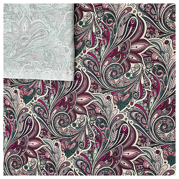 Baumwollsatin Siena paisley fuchsia und petrol
