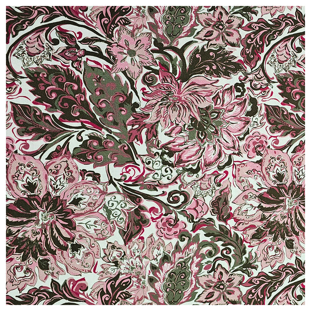 Baumwollsatin Siena Blumen rosa und olive