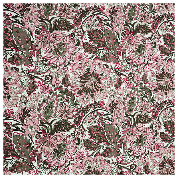 Baumwollsatin Siena Blumen rosa und olive