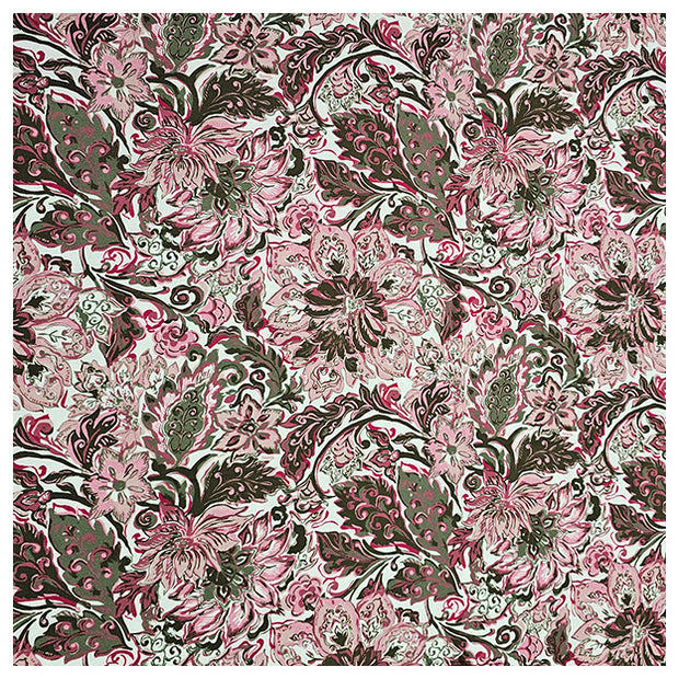 Baumwollsatin Siena Blumen rosa und olive
