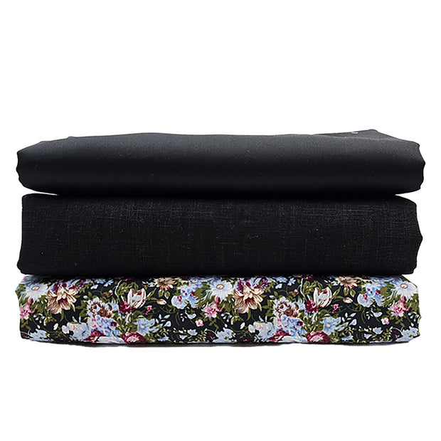 Trachten Stoffpaket schwarz mit Blumen und Schürze