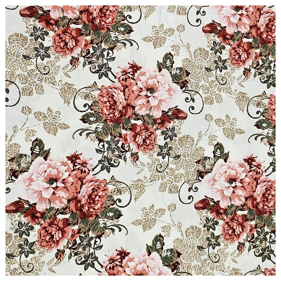 Baumwollsatin Siena Blumen altrosa, mauve und olive