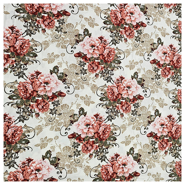 Baumwollsatin Siena Blumen altrosa, mauve und olive