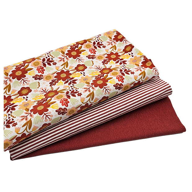 Jersey Stoffpaket Blumenmuster Bio und Streifen mit Bündchen