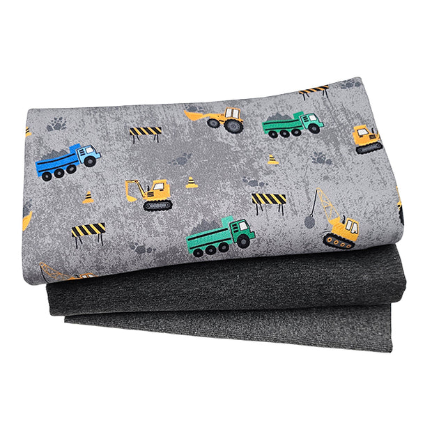 Stoffpaket Sweat Fahrzeuge und Sweat anthrazit  mit Bündchen