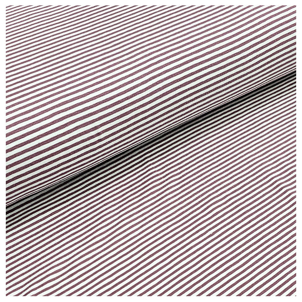 Jersey Streifen aubergine und weiß 2mm