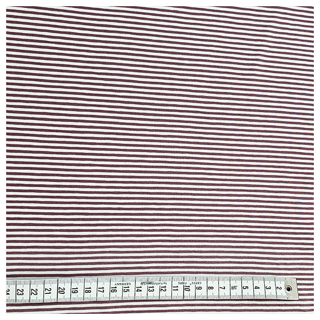 Jersey Streifen aubergine und weiß 2mm