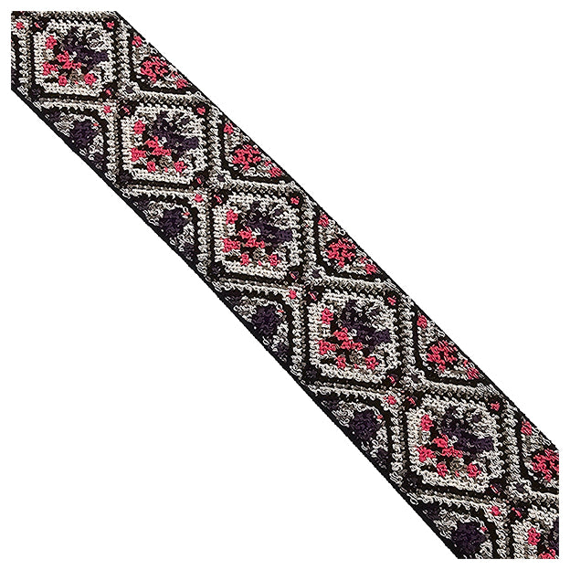 Elastic Band Jacquard pink, schwarz und lila 4cm
