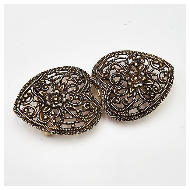 Dirndlschließe aus Metall altgold 65mm/32mm