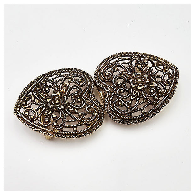 Dirndlschließe aus Metall altgold 65mm/32mm