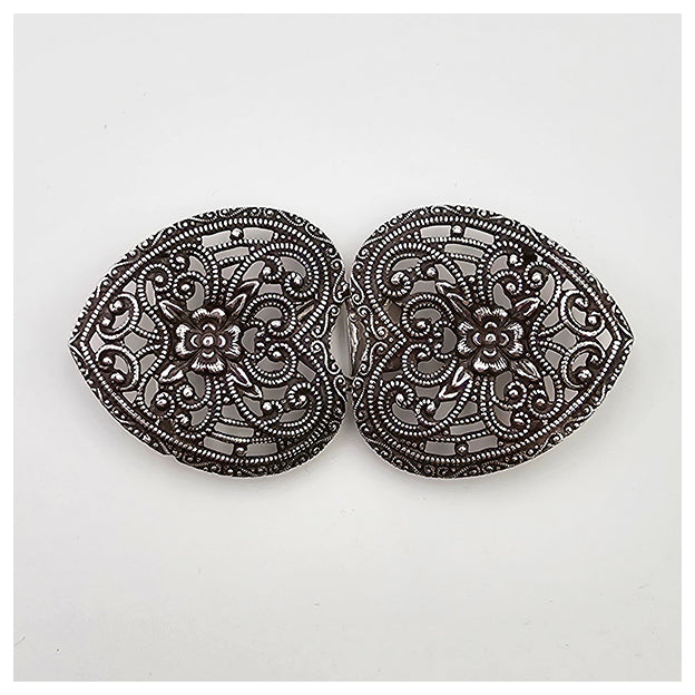 Dirndlschließe aus Metall Silber 65mm/32mm