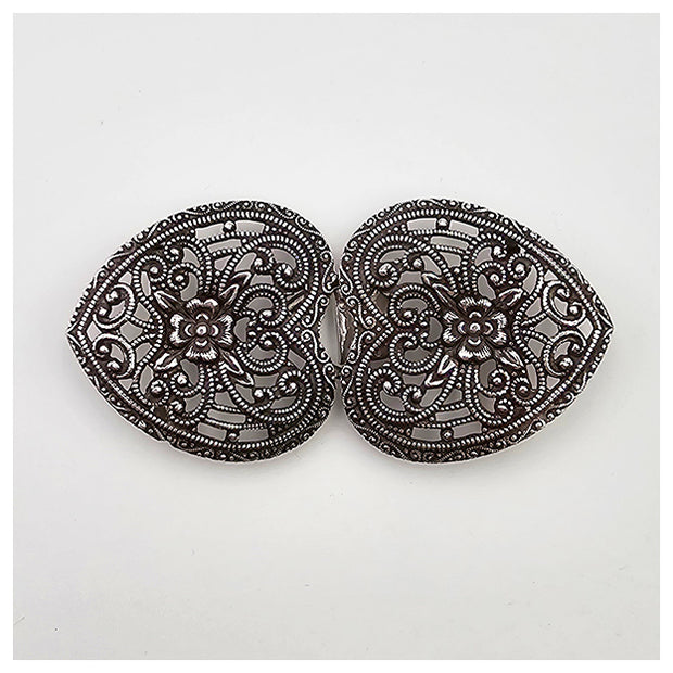 Dirndlschließe aus Metall Silber 65mm/32mm