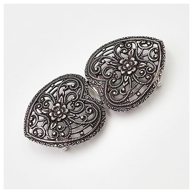 Dirndlschließe aus Metall Silber 65mm/32mm