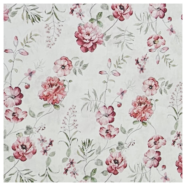 Baumwollsatin Blumen rosa