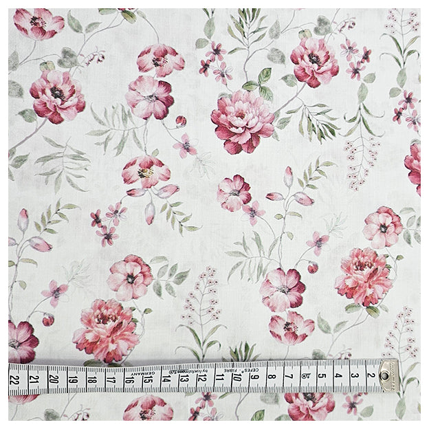 Baumwollsatin Blumen rosa