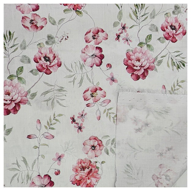 Baumwollsatin Blumen rosa