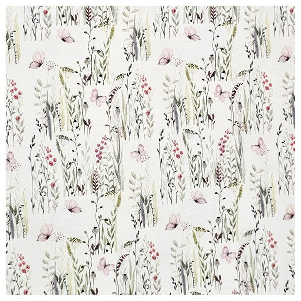 French Terry Blumen mit Schmetterlingen