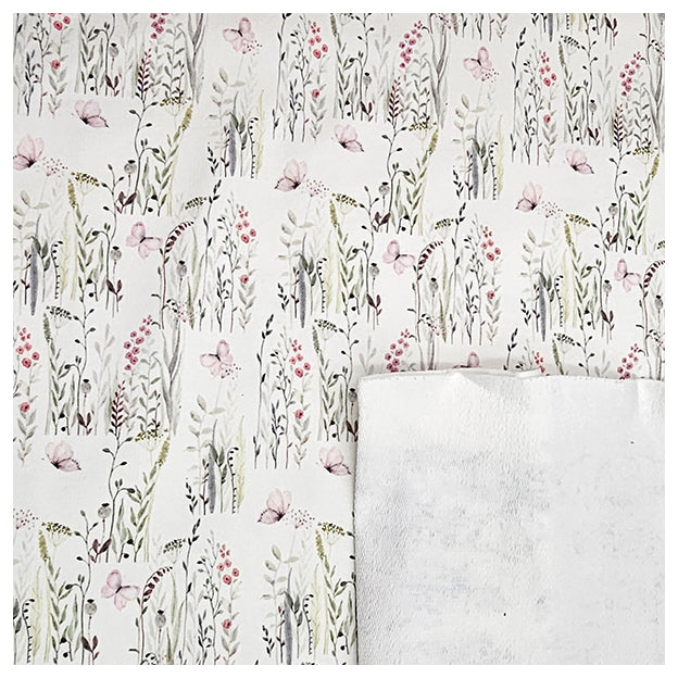 French Terry Blumen mit Schmetterlingen