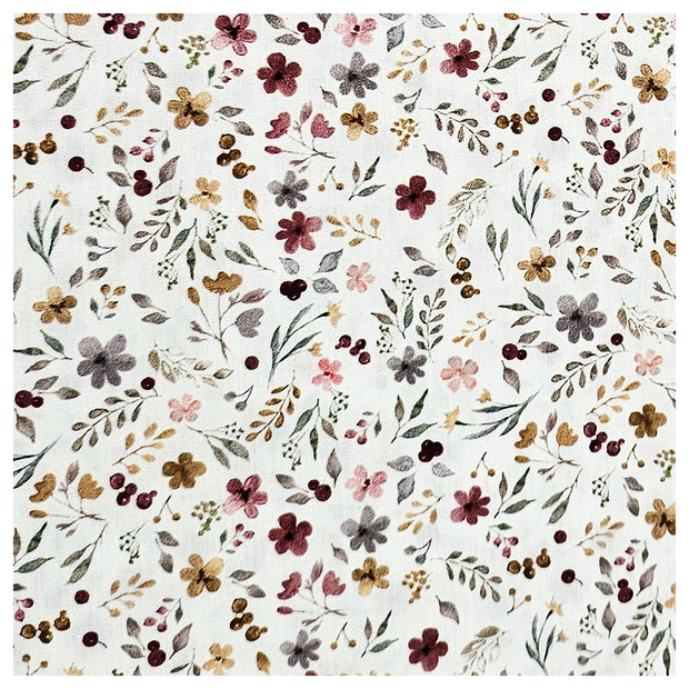 Baumwoll-Popelin Blumen Collage ecru