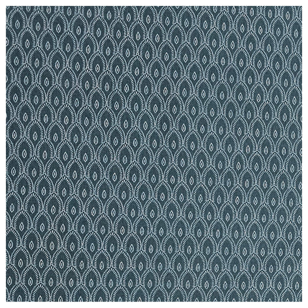 Baumwollsatin Halbdruck kleine Ornamente petrol