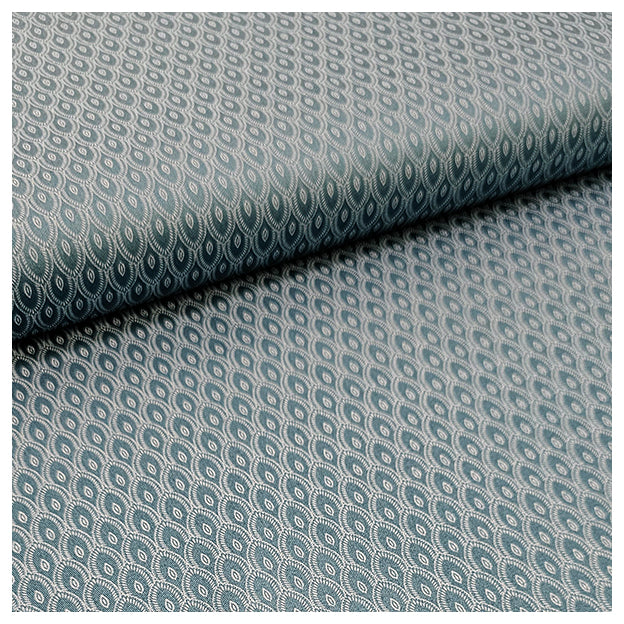 Baumwollsatin Halbdruck kleine Ornamente petrol