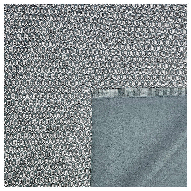 Baumwollsatin Halbdruck kleine Ornamente petrol