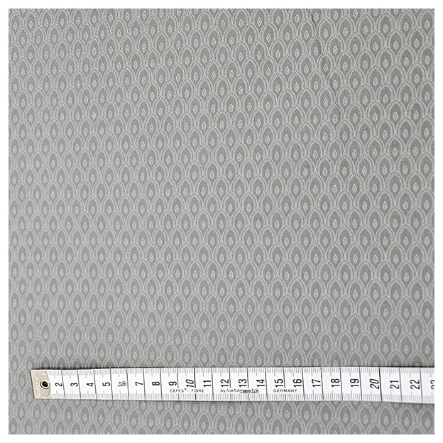 Baumwollsatin Halbdruck kleine Ornamente silbergrau